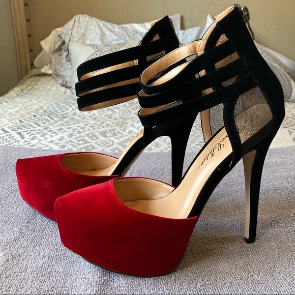 De Blossom Collection Shoes - De Blossom Red Suede KINKO-157 Platforms size 8